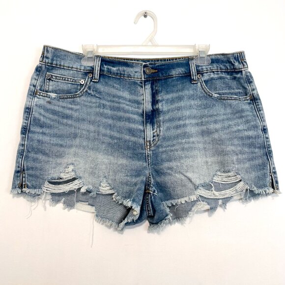 AERIE AMERICAN EAGLE Daydream Denim Short Light Wash Distressed Ripped Mid Rise? - Picture 2 of 14